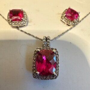 Ruby Earrings & Necklace Set